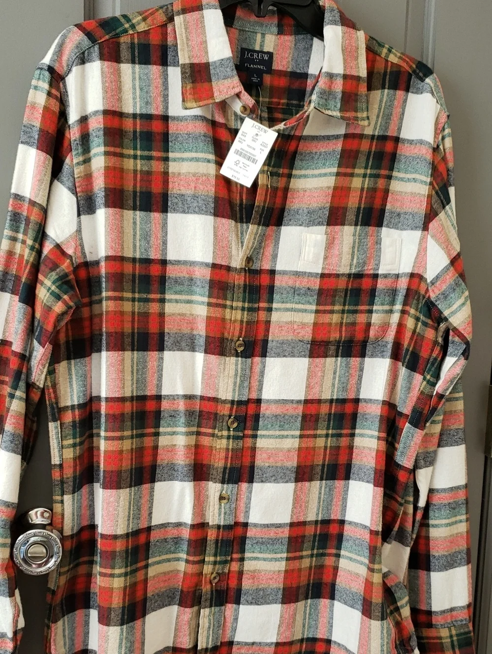 J. Crew Plaid Flannel Button-Down Shirt in Red, Green, Navy, White